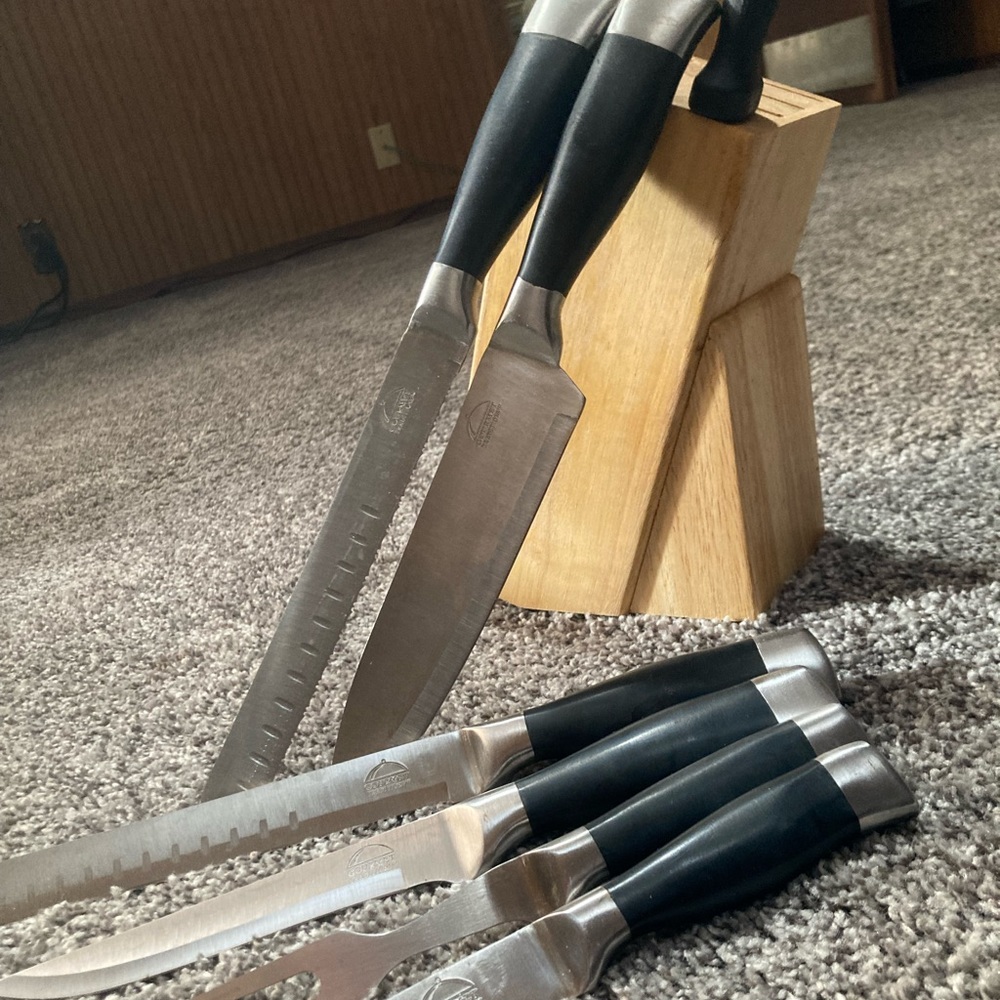 Gourmet Traditions Knife Set Commercial Series 7 Piece with Knife Block